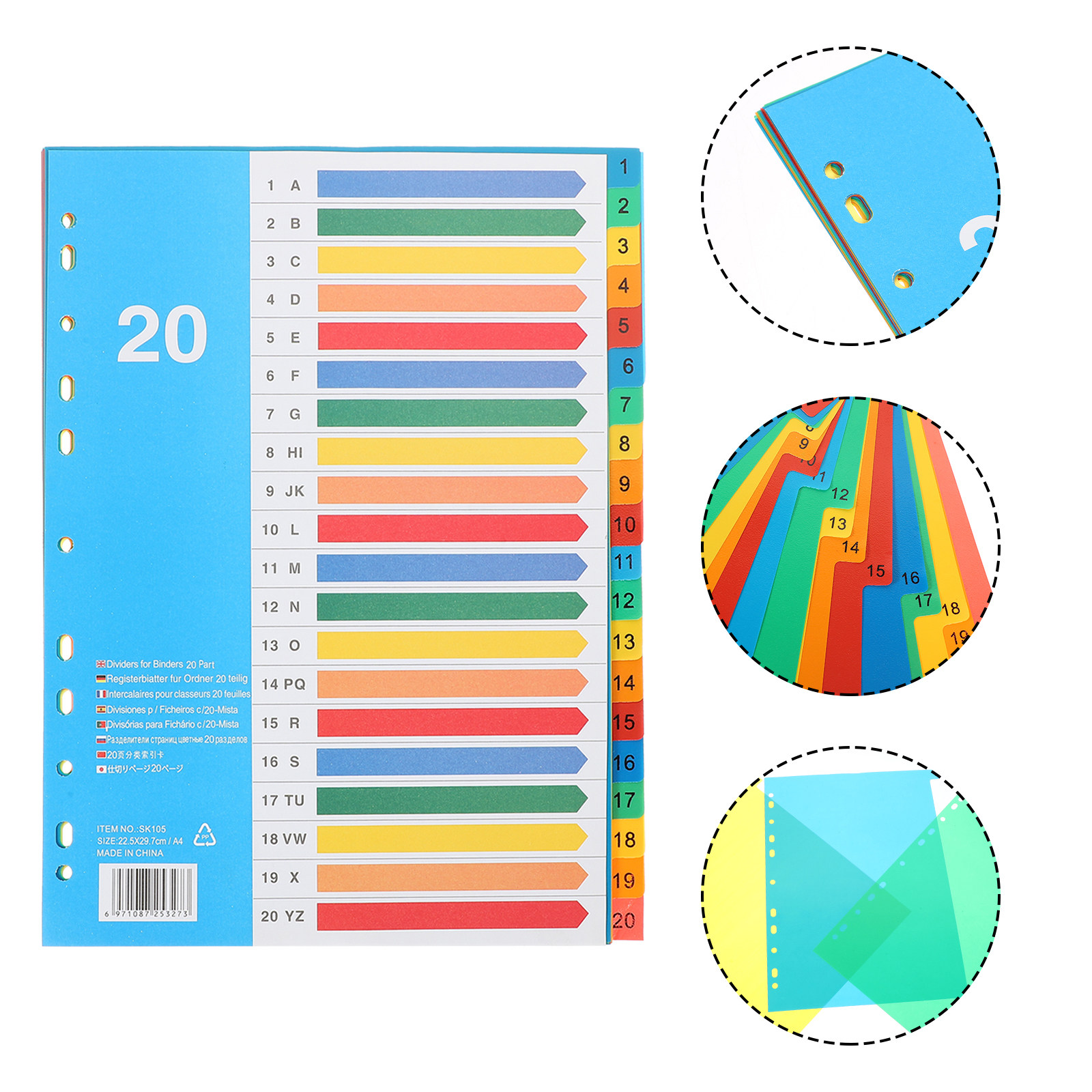 Tab Divider A4 - 5 шт. цветных пластиковых разделителей для